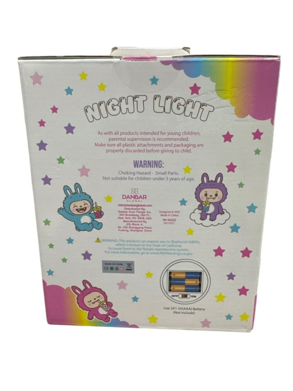 Danbar Global Labubu Night Light For Kids With 3 Light Modes - Pink Glitter Desi - Picture 2 of 4